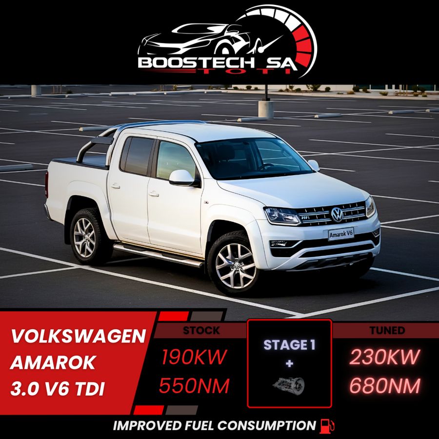 VW Amarok 3.0 V6 TDI, Stage 1: 190kW and 550Nm stock, 230kW and 680Nm tuned