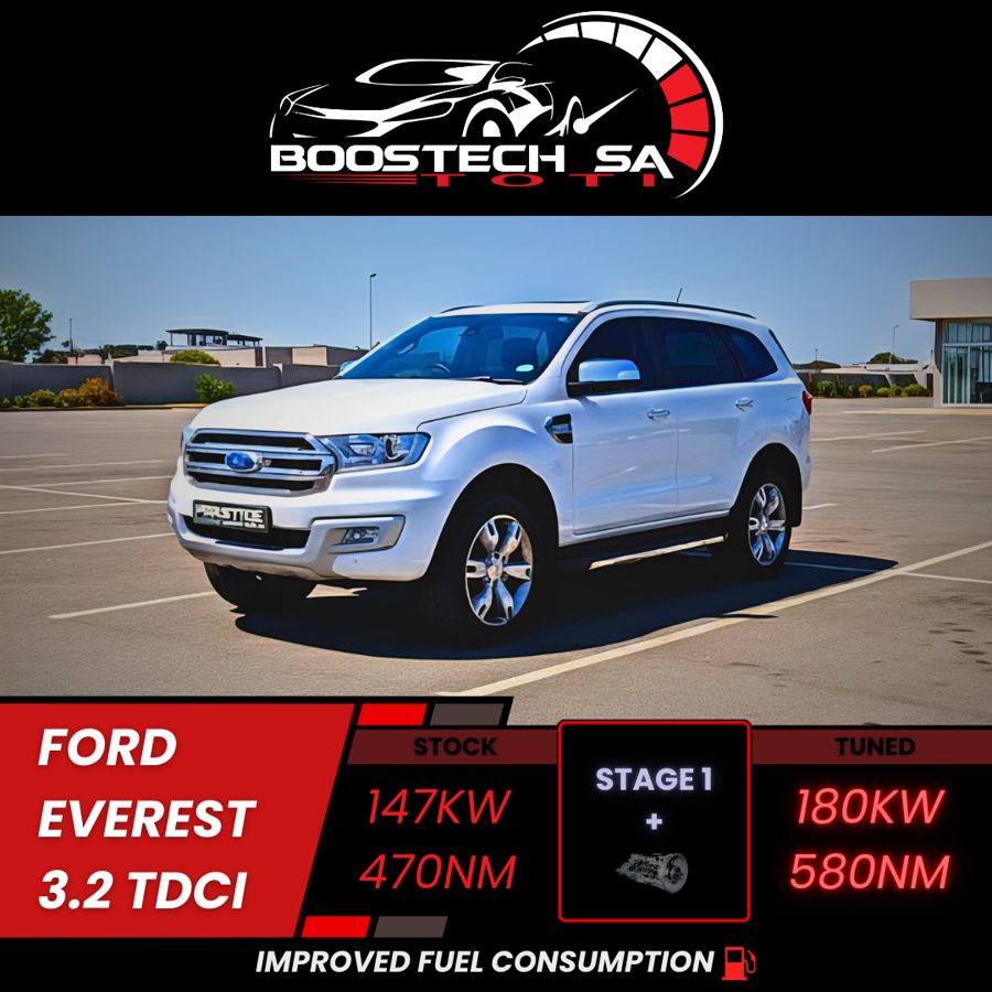 Ford Everest 3.2 TDCi, Stage 1: 147kW and 470Nm stock, 180kW and 580Nm tuned