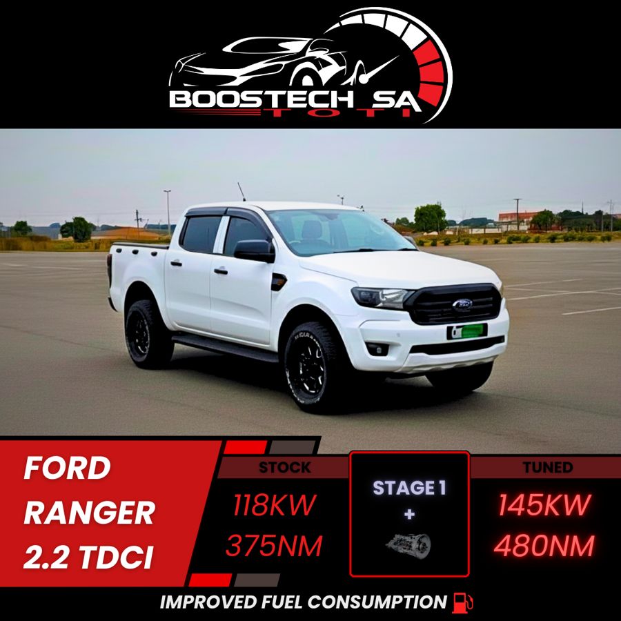 Ford Ranger 2.2 TDCi, Stage 1: 118kW and 375Nm stock, 145kW and 480Nm tuned